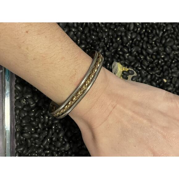Sterling Silver HARRY’S Sterling & 14k Gold Filled Twisted Braided Cuff Bracelet - Picture 9 of 9